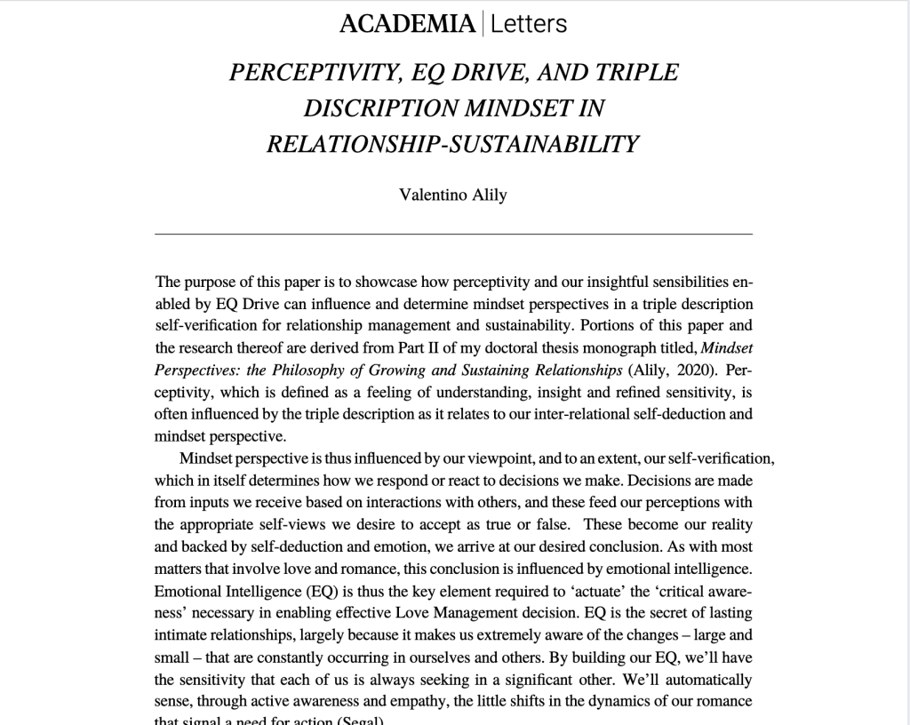 PERCEPTIVITY, EQ DRIVE, AND TRIPLE DISCRIPTION MINDSET IN RELATIONSHIP-SUSTAINABILITY